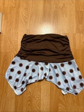 Peppermayo Brown and Light Blue Polka Dot Skirt